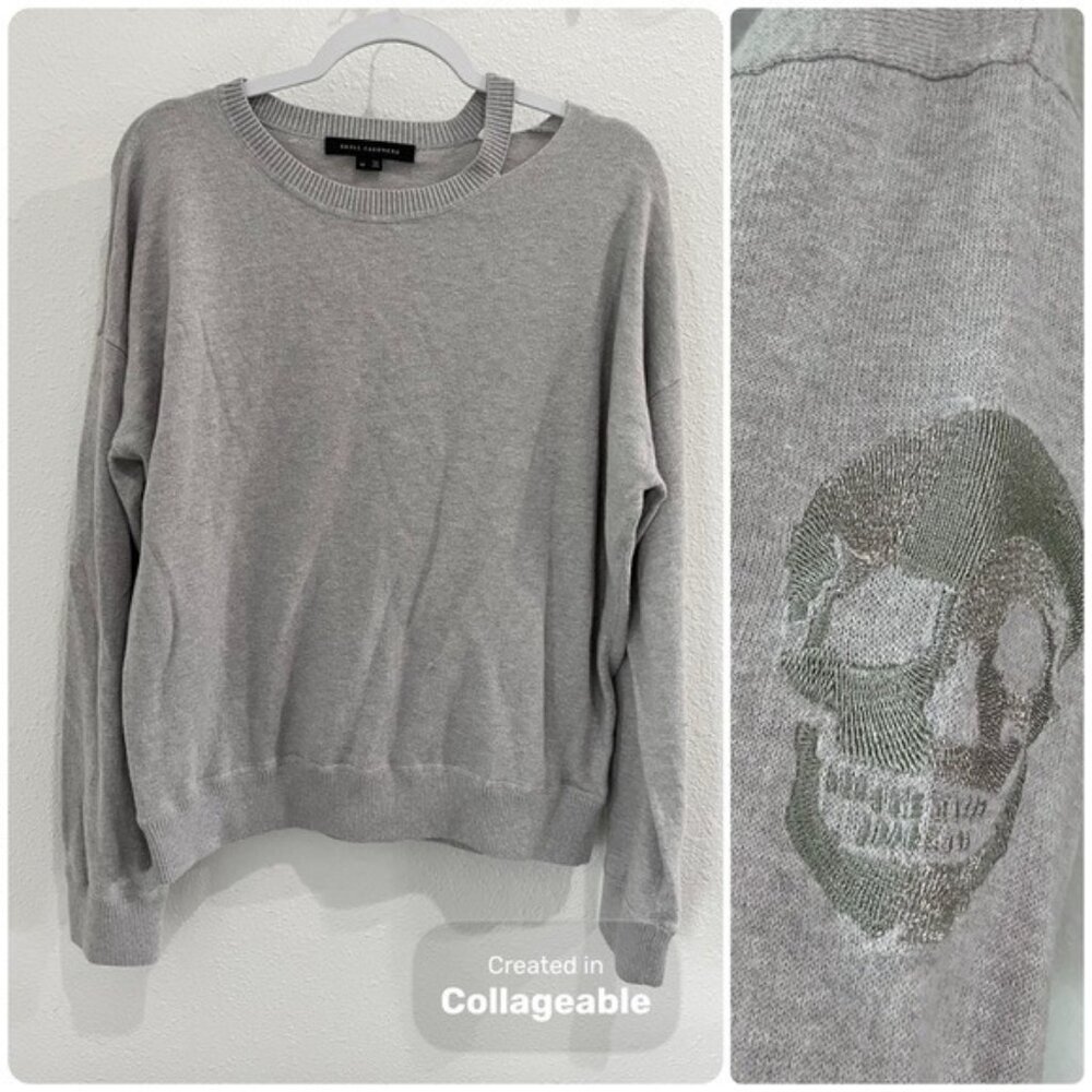 Skull Cashmere Gray Sweater with Skull Detail